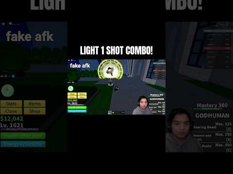 LIGHT 1 SHOT COMBO + fake afk 😈! #bloxfruits #roblox