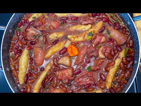 HOW TO MAKE STEW PEAS WITH PIGTAILS | RED BEANS AND DUMPLING || FRUGALLYT