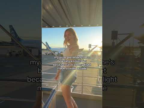 My sister pretending we’re on a private jet #shorts