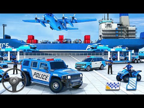 US Police Car Park Transporter Driving - Police Trailer Truck Driver Simulator - Android Gameplay