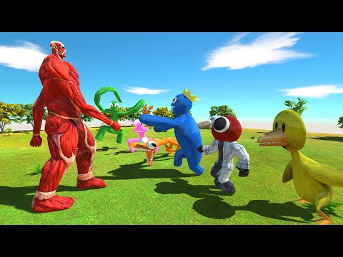 Unequal Battle Colossal Titan vs ALL Rainbow Friends - Animal Revolt Battle Simulator
