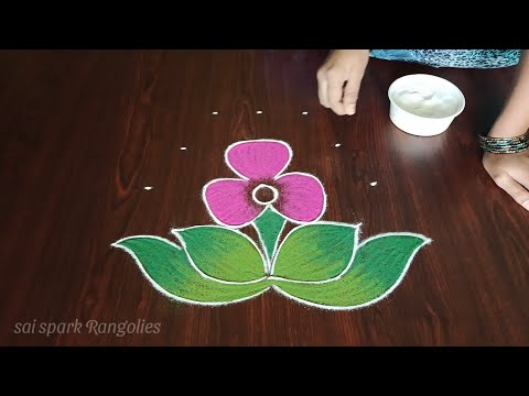 small flower rangoli | colourful poo kolam | easy rangoli | new rangoli @saisparkrangolies