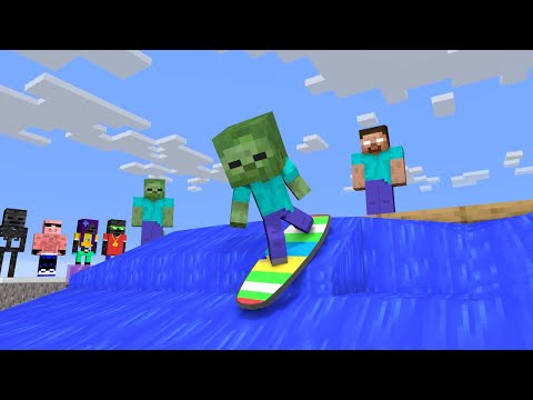 Haha Animations - Minecraft Monster School - Monster School : FUNNIEST SURFING - Minecraft Animation
