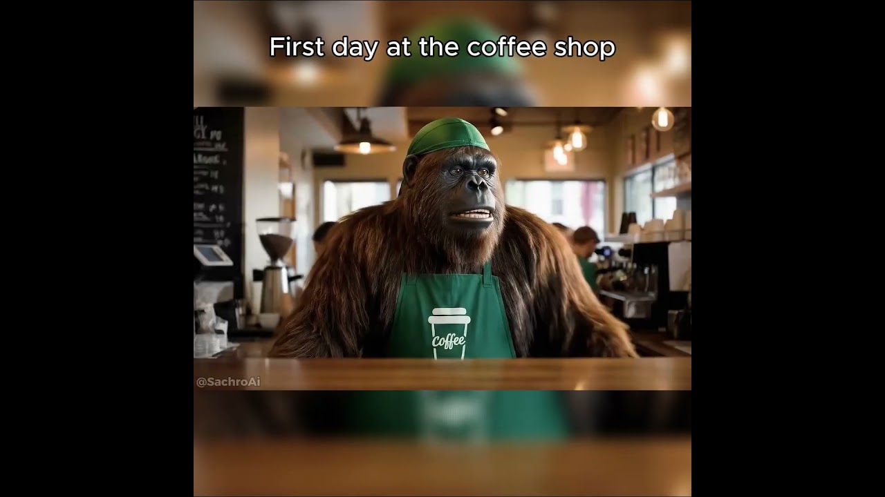 Bigfoots first day at the Coffee Shop #bigfoot #funny #yeti