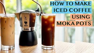 EASY ICED AMERICANO & ICED LATTE USING MOKA POT: HOW TO USE A 4-CUP MOKA POT TO MAKE 2 ICED COFFEE 🥤