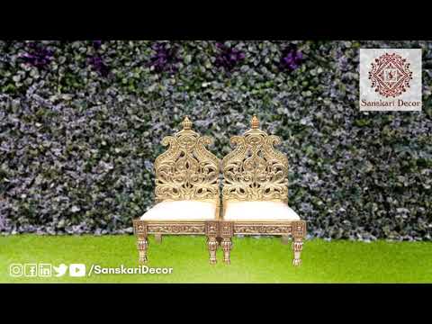 Wooden Carving With Metal Finishing Vidhi Mandap Chair