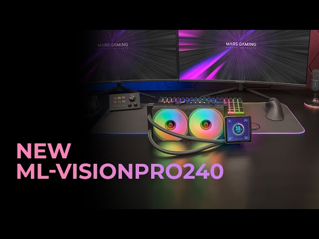 Mars Gaming ML-VisionPro240 Kit de Refrigeração Líquida AIO TDP 500W com 2x Ventoinhas ARGB e Ecrã Branco video