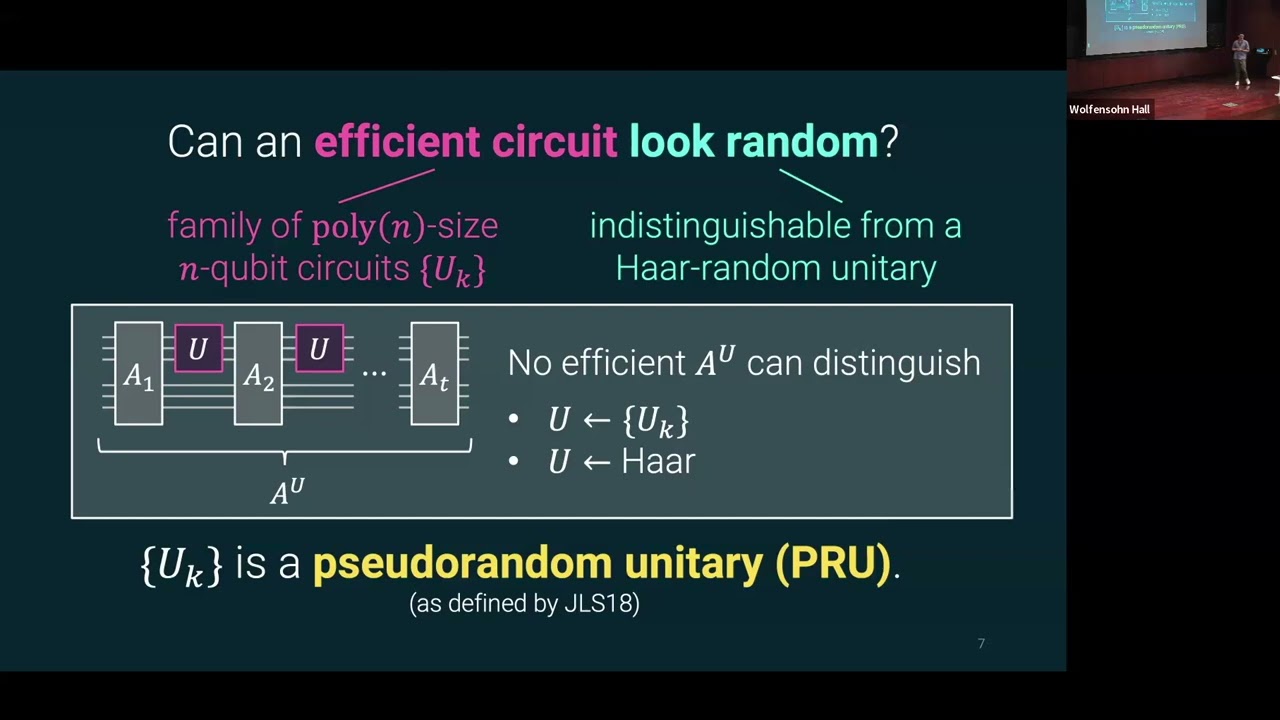 Pseudorandom Unitaries and Compressed Purifications - Fermi Ma
