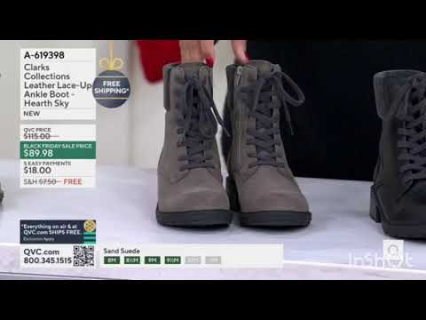 All three color options of Clarks Collection Leather Lace-Up Ankle Boots - Hearth Sky last night