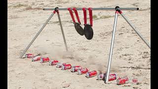 Demo of Bullet Splash on AR500 Steel Targets Using Soda Cans. (FMJ Rou