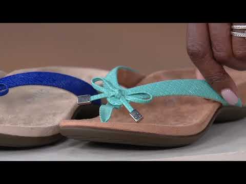 Vionic Leather Thong Sandals w/Bow - Bella II Woven on QVC