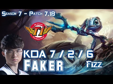 SKT T1 Faker FIZZ vs SYNDRA Mid - Patch 7.18 KR Ranked