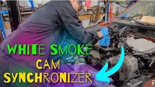 Dana's Garage   96 Ford Mustang white Smoke 3.8 How to set timing and change the Cam Synchronizer