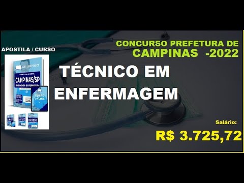 Concurso Apostila Prefeitura de Campinas   SP 2022   Técnico em Enfermagem