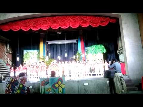 nabeeha and her friends are performing  group song on happiness.