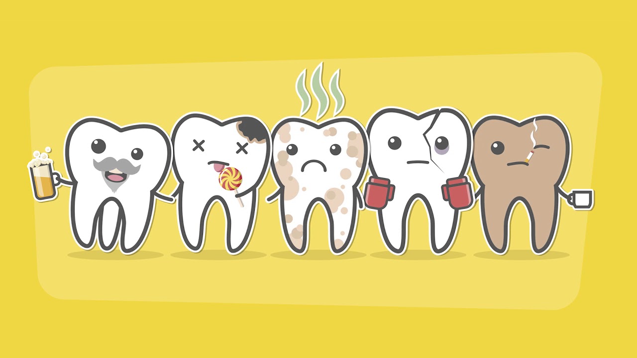 Illustrated row of dirty teeth