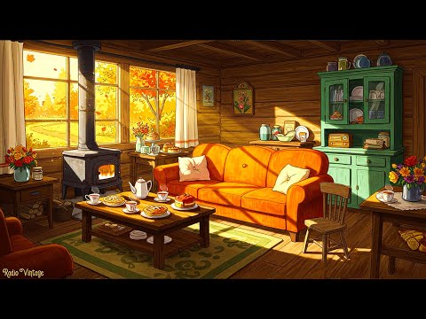 🍂 cozy autumn cottage ambience | 1920s vintage oldies music playing in another room | unwind & sleep