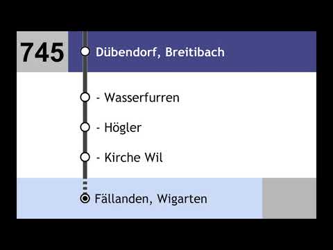 VBZ Ansagen - 745 - ZH Stettbach – Kirche Wil – Fällanden, Wigarten