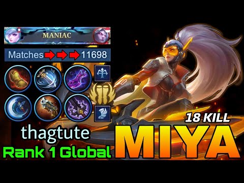 MANIAC +18 Kills! Miye WipeOut The Enemies! -Top 1 Global Miya by thagtute - Mobile Legends
