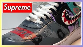 SUPREME x BAPE CUSTOM AIR FORCE 1's - (Full Length Video) + (Tutorial)