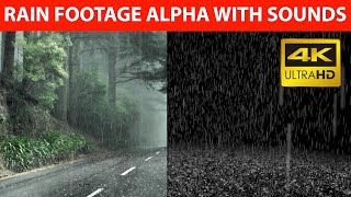 Rain footage alpha channel looping with sounds 4K