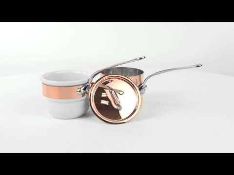 Mauviel 1830 M'heritage 150s Copper & Stainless Steel Bain Marie - Porcelain, 0.9 qt.