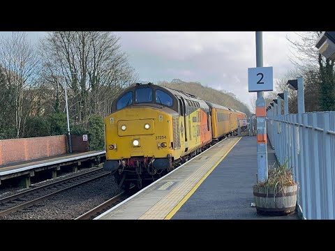 37254 & 37057 1Q86 Colas Rail test train 14;03 7E Lea Road 31/1/2026
