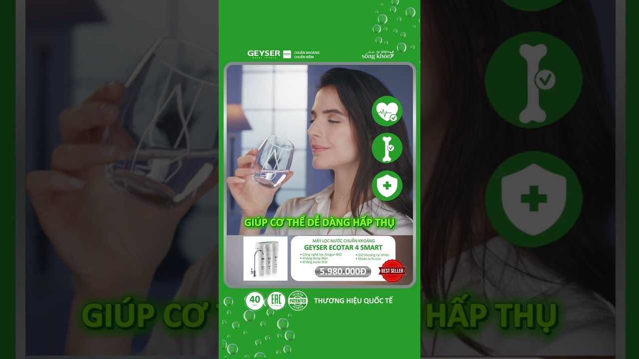 Máy lọc nước chuẩn khoáng Geyser Ecotar 4 Smart – Nước sạch chuẩn khoáng tốt cho sức khỏe theo WHO