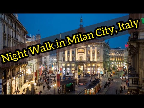 Milan Italy Night Walk | Cathedral Square |Night walking tour in Milan | Piazza del Duomo | Italy.
