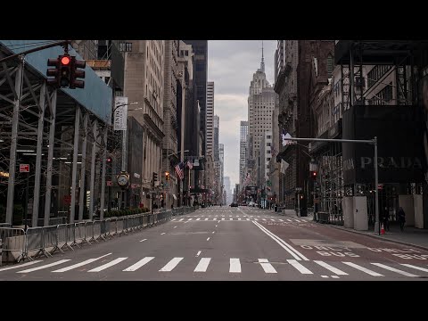 [4K] Walking on the Empty Streets of New York (Manhattan) Cause of Covid!?