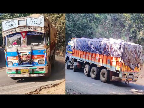 Heavy Loaded Truck First Gear Failure In Ghat Road Down Turnings | Lorry Truck Videos | Heavy Trucks