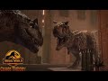 Carnotaurus Demon Vs Allosaurus Battle At Big Rock Jurassic World Chaos Theory Season 3 Clip