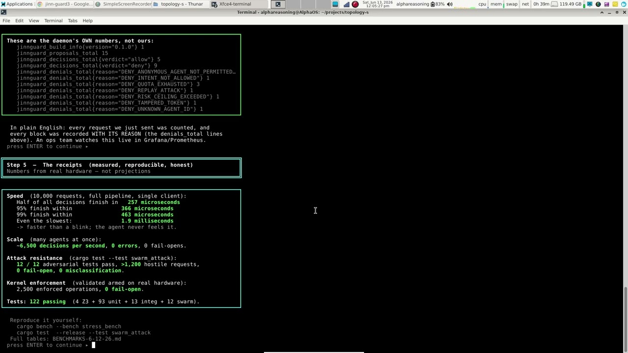 Jinn Guard live demo — kernel-aware agent governance daemon blocking AI-agent attacks