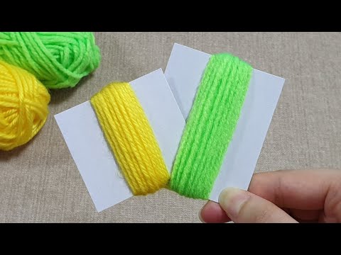 Super Easy Woolen Flower Ideas with Paper - Hand Embroidery Amazing Trick - New Wool Thread Design