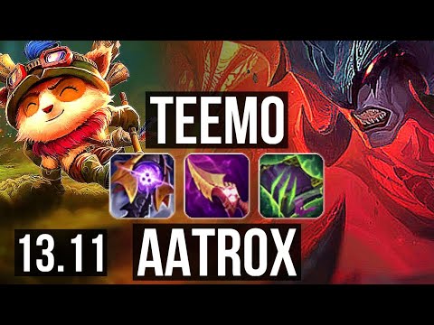 TEEMO vs AATROX (TOP) | Rank 1 Teemo, 10/1/5, 6 solo kills, Legendary | KR Challenger | 13.11