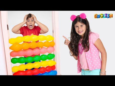 Pretends to play with her Magic balloon