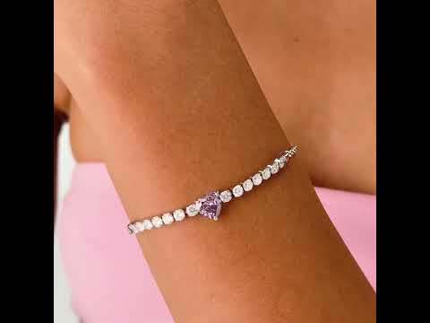 Módny oceľový náramok so zirkónmi Srdce Dazzly SDZ153