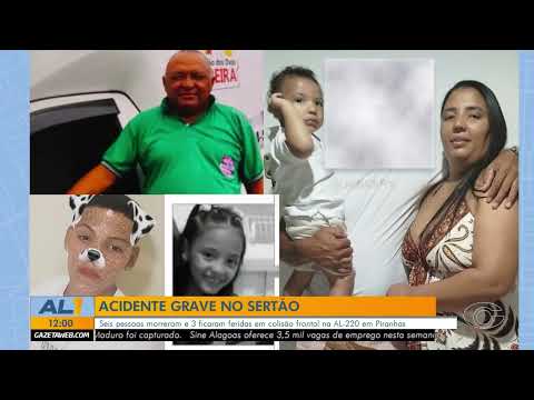 Seis pessoas morreram e 3 ficaram feridas em colisão frontal na AL-220 em Piranhas - 5/1/2026