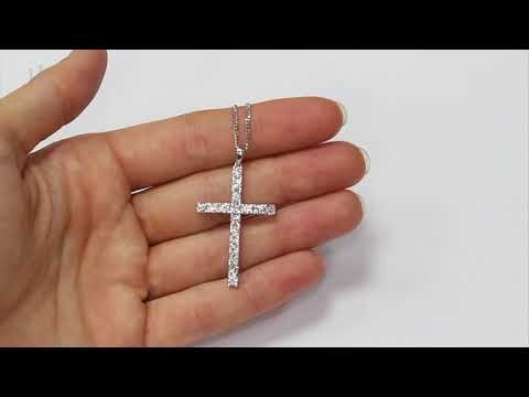18ct White Gold 1.70ct Diamond Cross Pendant- Hatton Jewellers London HJ666