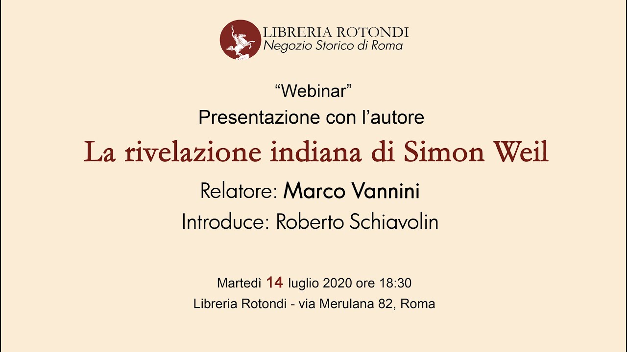 La Rivelazione indiana di Simone Weil. A cura di Sabina Moser e Marco Vannini - Webinar