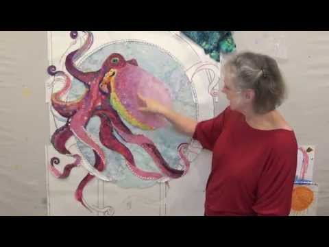 Painting on fabrics. www.kathymcneilquilts.com for crayons