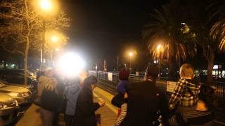 preview picture of video 'Caltrain Holiday Train arriving in Menlo Park 2014'