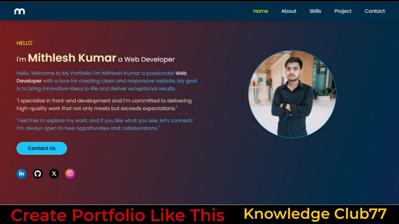 Create Portfolio like this | Portfolio Using HTML, Tailwind CSS or JavaScript | Deploy On GitHub