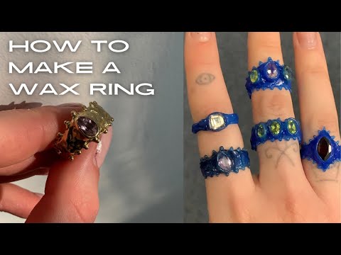 how to carve a wax ring using the build up method | with gemstones!