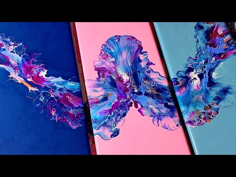 #20- Dutch Pour Triptych Painting | Abstract Fluid Acrylic Art