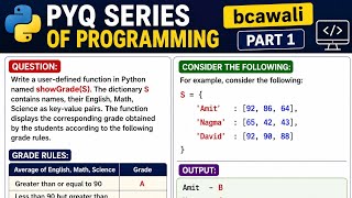 PYQ II PROGRAMMING QUESTIONS II CLASS 12TH II PYTHON II BCAWALI II 2024 II 21(A) QUESTION