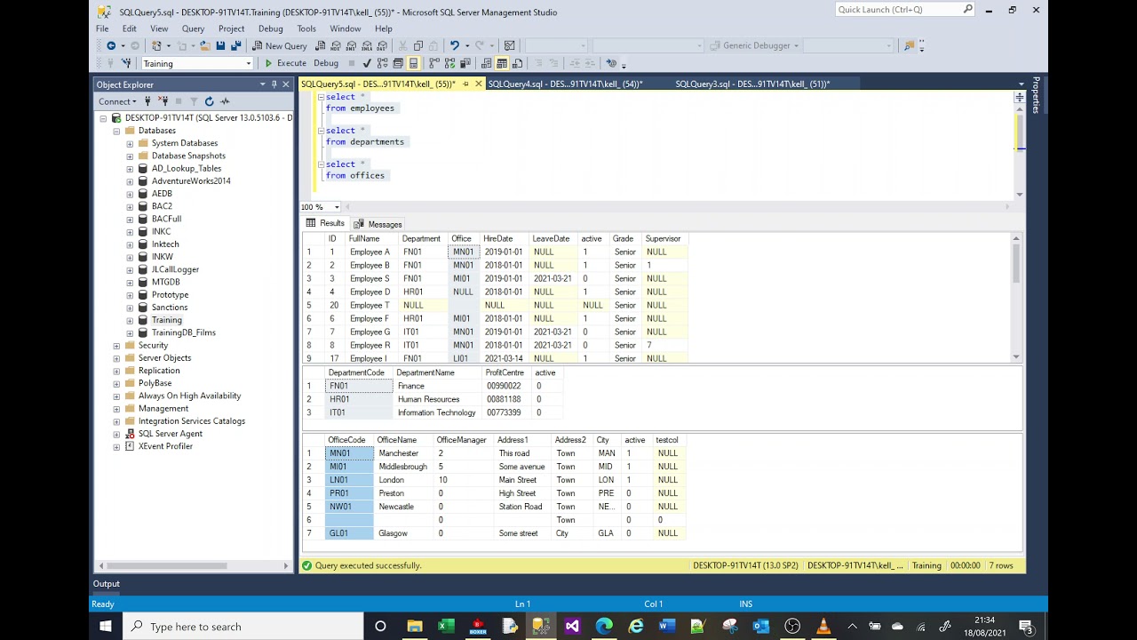 MS SQL tutorial covering inner joins