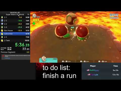 (SM3DW-BF) World 2 Itemless Speedrun [Former WR]