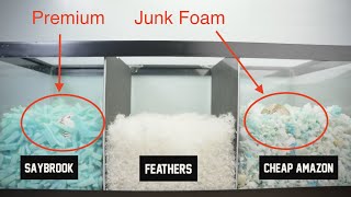 Saybrook Pillow vs Cheap Shredded Memory Foam Pillow vs Feather Pillow (Cut Open and Foam Drop Test)