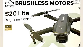 AMETA S20 Lite Beginner Drone 4k UHD Camera BRUSHLESS MOTORS WiFi FPV 1st look Unboxing 📦 Review